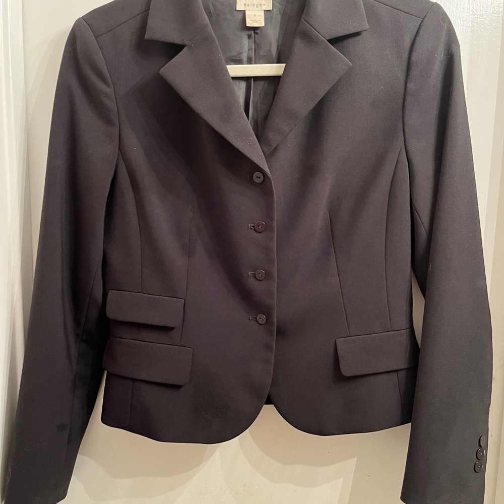 Halogen petite cropped black blazer S